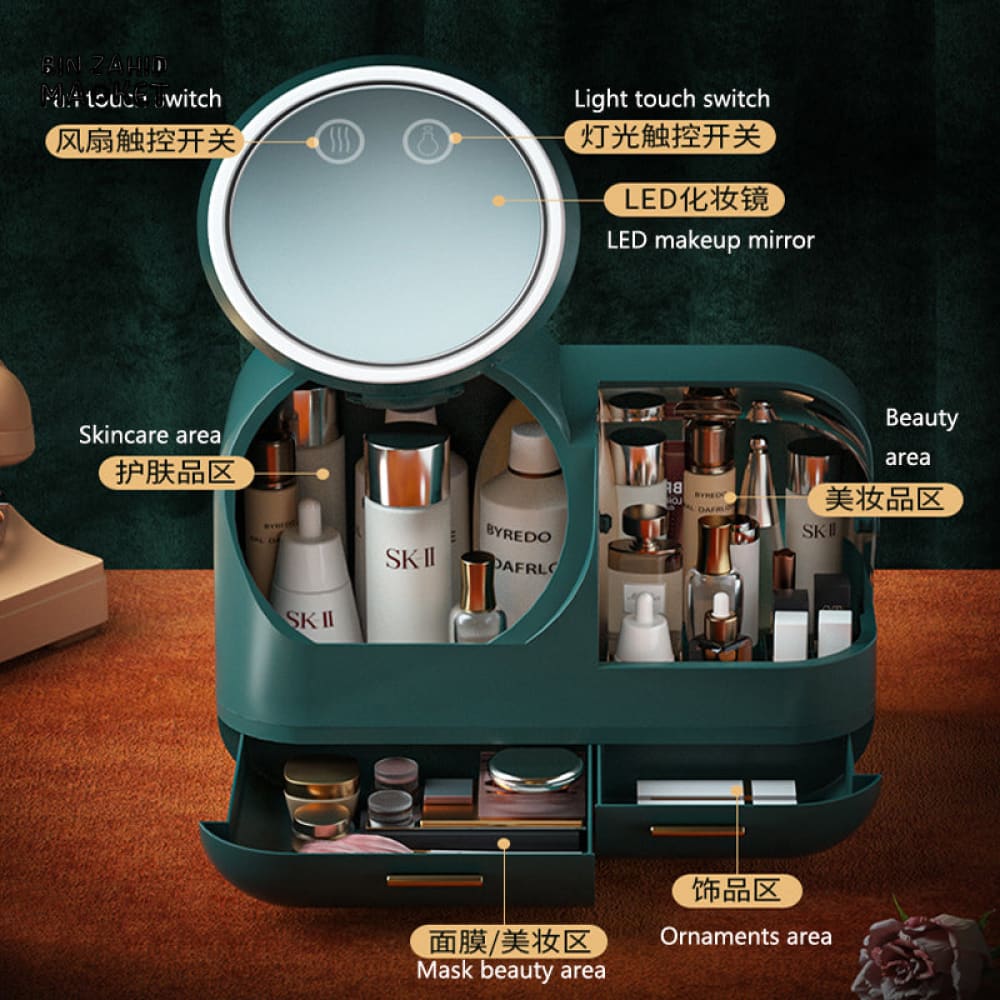 COSMETIC ORGANIZER WITH FAN & LED MIRROR - Image 5