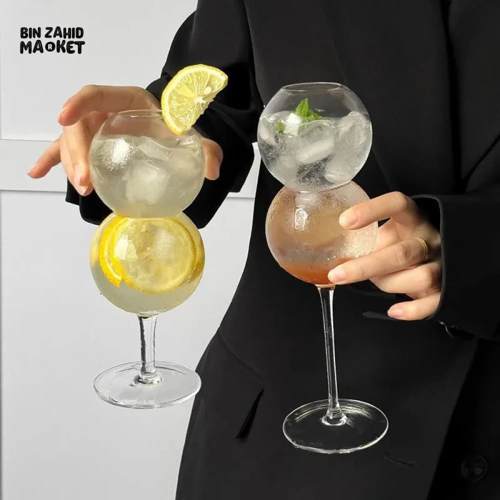 CREATIVE BUBBLE GLASS – UNIQUE ROUND CUP FOR COCKTAILS JUICE MILK & MORE - SMALL