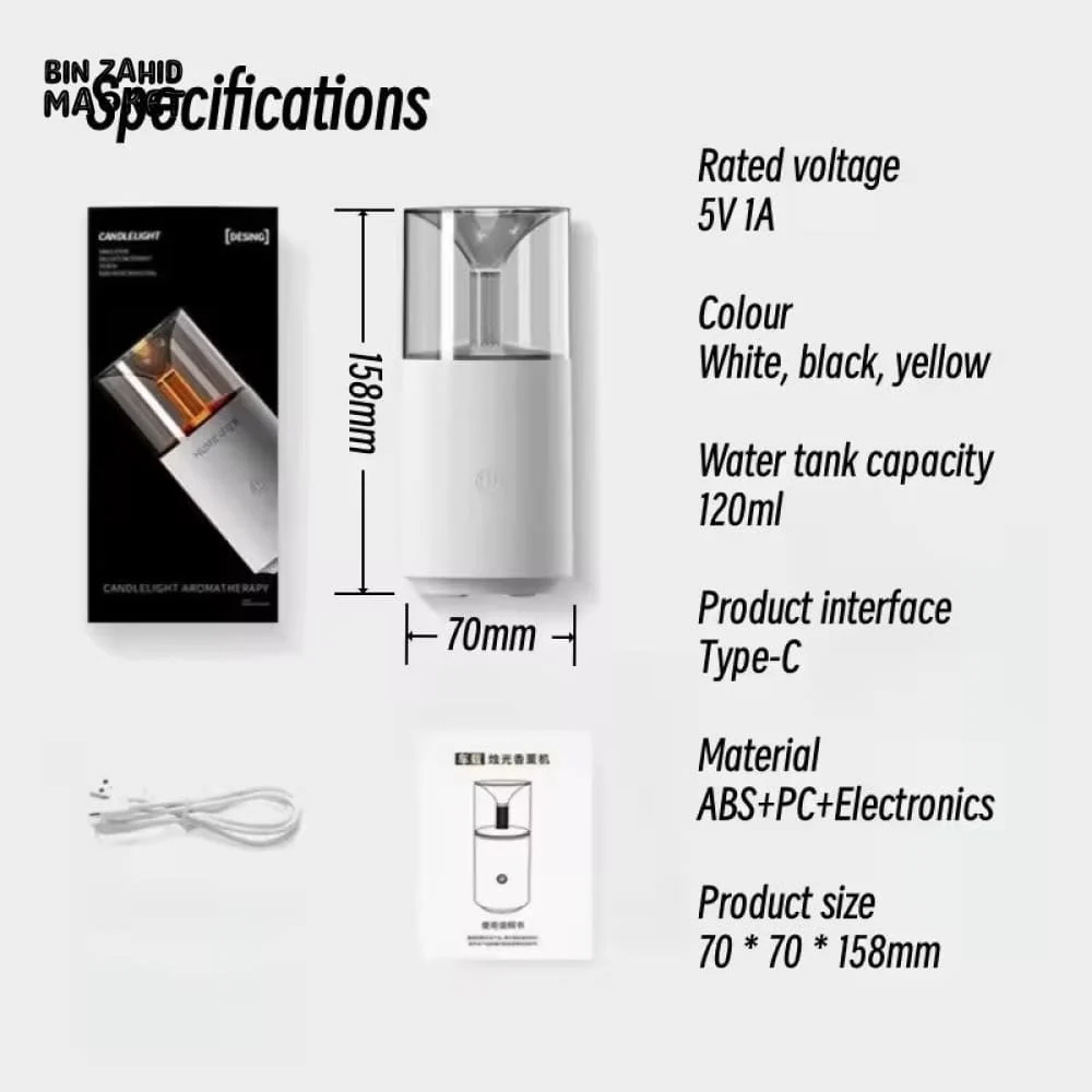 CREATIVE CANDLE LIGHT AROMATHERAPY DIFFUSER – TYPE-C USB ULTRASONIC COOL MIST HUMIDIFIER - Image 7
