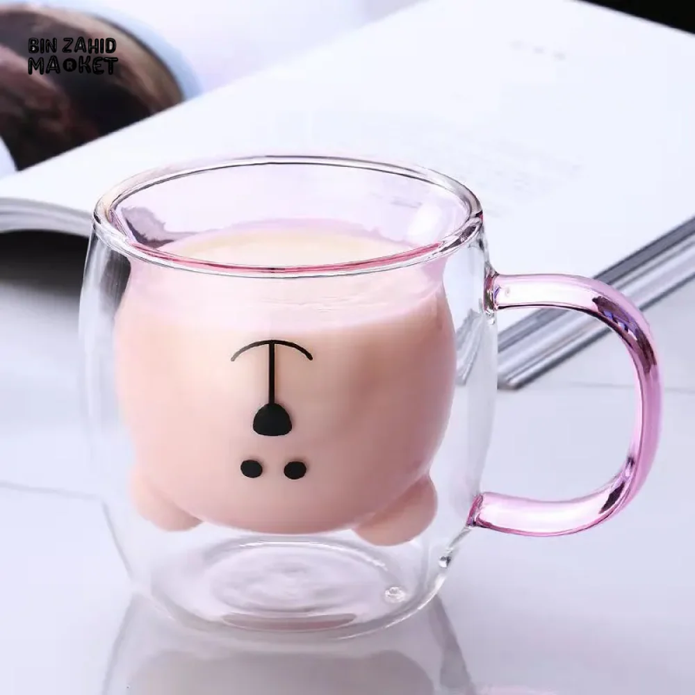 CREATIVE CUTE BEAR GLASS MUG – 250 ML PERFECT FOR MILK JUICE AND TEA - Image 10