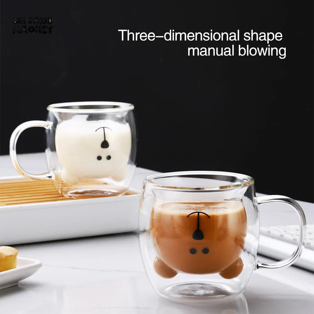 CREATIVE CUTE BEAR GLASS MUG – 250 ML PERFECT FOR MILK JUICE AND TEA - Image 11