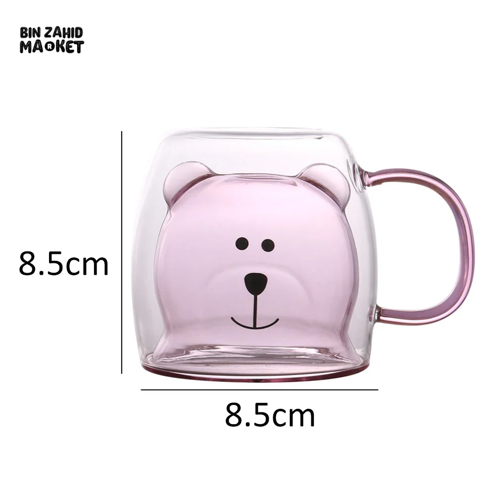 CREATIVE CUTE BEAR GLASS MUG – 250 ML PERFECT FOR MILK JUICE AND TEA - Image 17