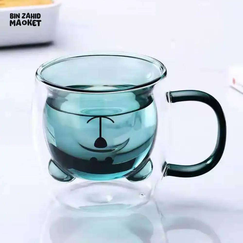 CREATIVE CUTE BEAR GLASS MUG – 250 ML PERFECT FOR MILK JUICE AND TEA - Image 4