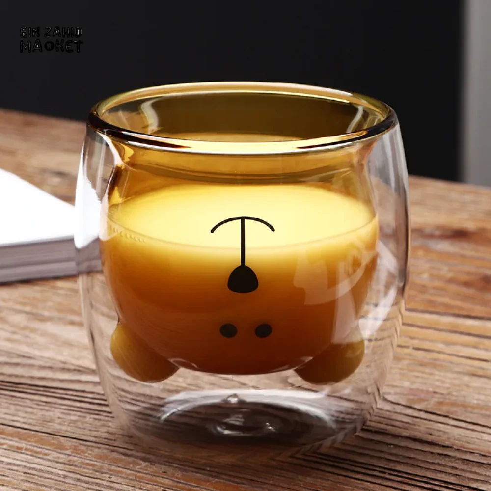 CREATIVE CUTE BEAR GLASS MUG – 250 ML PERFECT FOR MILK JUICE AND TEA - Image 5