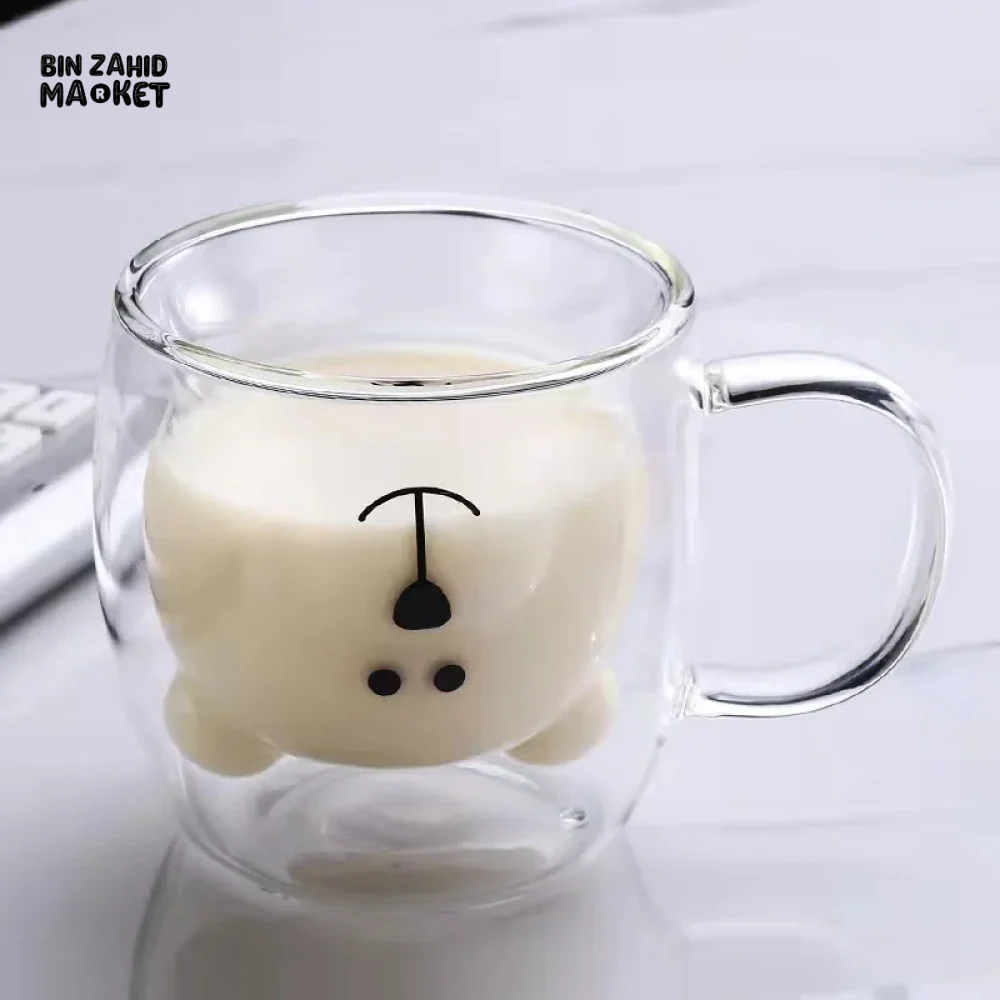 CREATIVE CUTE BEAR GLASS MUG – 250 ML PERFECT FOR MILK JUICE AND TEA - Image 9