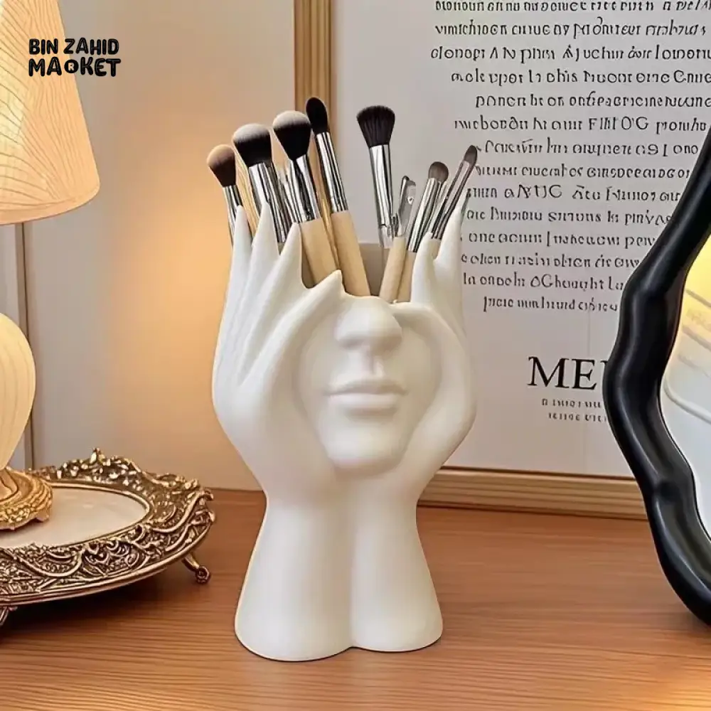 CREATIVE HUMAN BODY ART PEN & BRUSH HOLDER – MULTIFUNCTIONAL DESKTOP STORAGE OFFICE SUPPLIES ORGANIZER & MAKEUP BRUSH HOLDER DECORATION - WHITE - Image 3