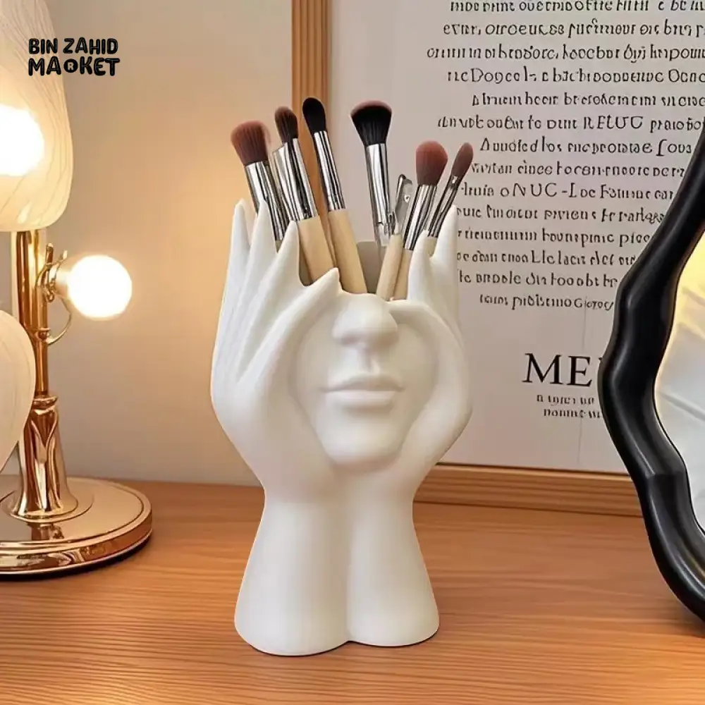CREATIVE HUMAN BODY ART PEN & BRUSH HOLDER – MULTIFUNCTIONAL DESKTOP STORAGE OFFICE SUPPLIES ORGANIZER & MAKEUP BRUSH HOLDER DECORATION - WHITE - Image 4