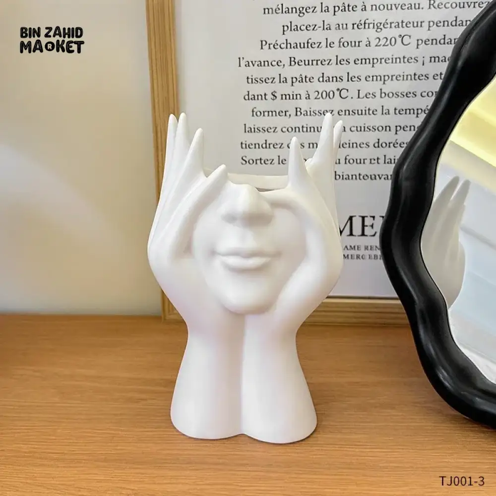 CREATIVE HUMAN BODY ART PEN & BRUSH HOLDER – MULTIFUNCTIONAL DESKTOP STORAGE OFFICE SUPPLIES ORGANIZER & MAKEUP BRUSH HOLDER DECORATION - WHITE - Image 5