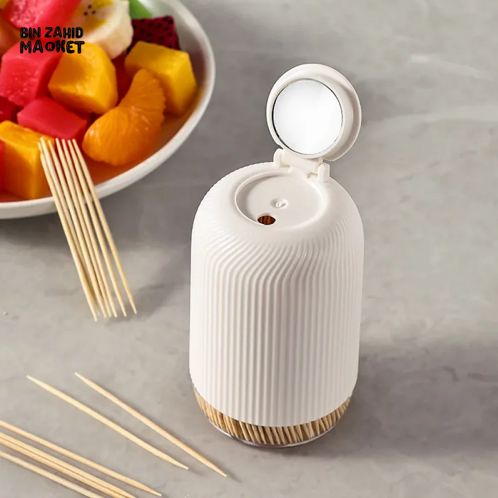 CREATIVE TOOTHPICK HOLDER – PLASTIC DISPENSER WITH SMALL MIRROR & STORAGE - Image 5