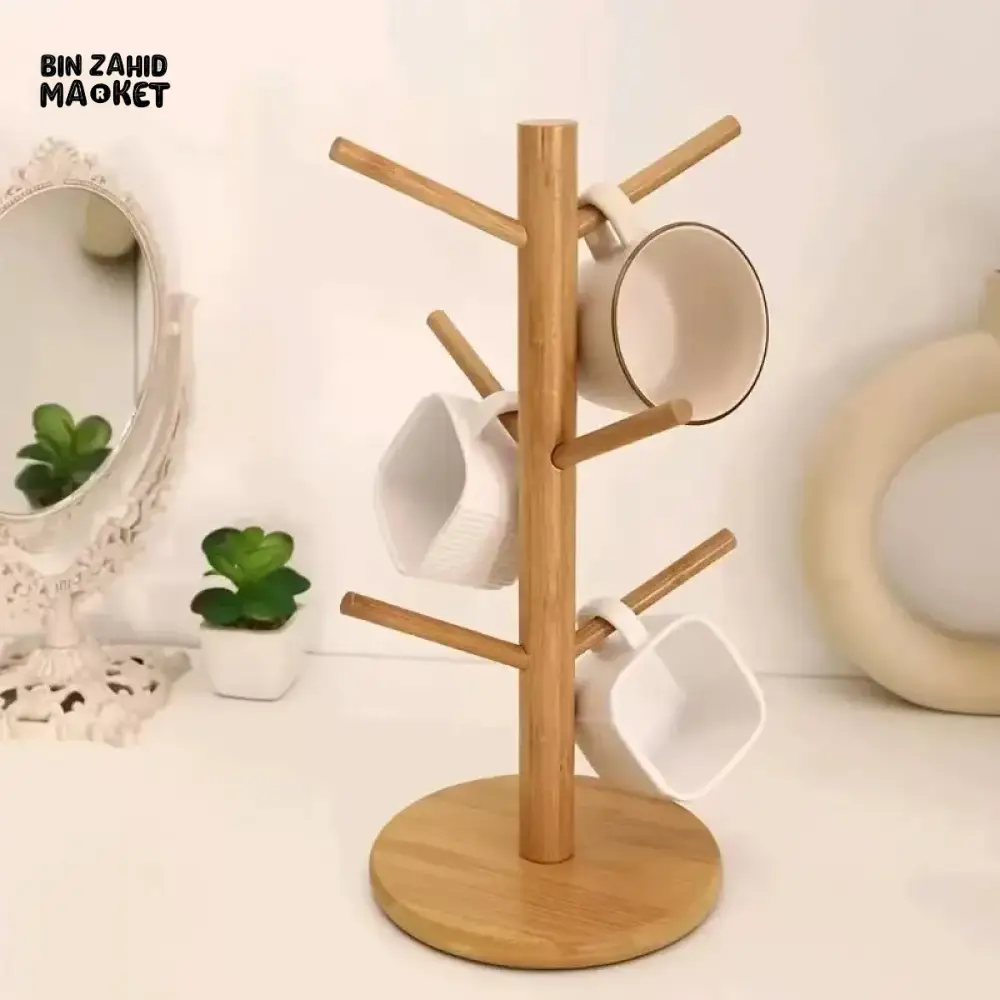 CREATIVE WOODEN BAMBOO CUP STORAGE RACK – TREE SHAPED HOLDER