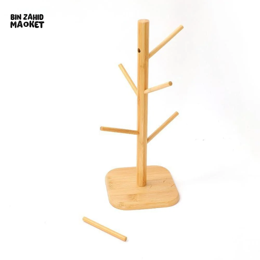 CREATIVE WOODEN BAMBOO CUP STORAGE RACK – TREE SHAPED HOLDER - Image 3