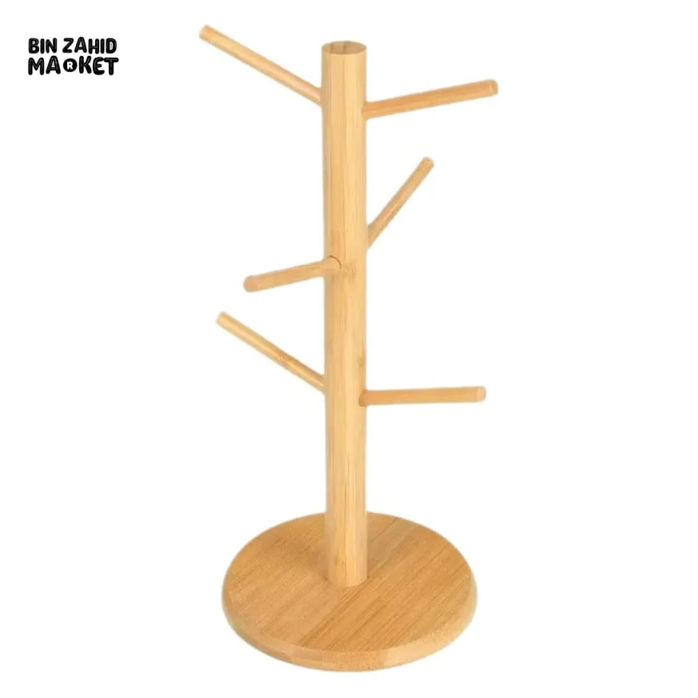 CREATIVE WOODEN BAMBOO CUP STORAGE RACK – TREE SHAPED HOLDER - Image 4