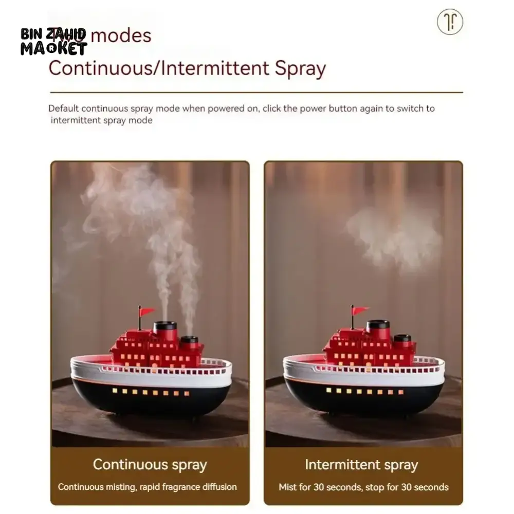 CRUISE SHIP MODEL ULTRASONIC HUMIDIFIER – ESSENTIAL OIL DIFFUSER WITH LED NIGHT LIGHT - Image 4