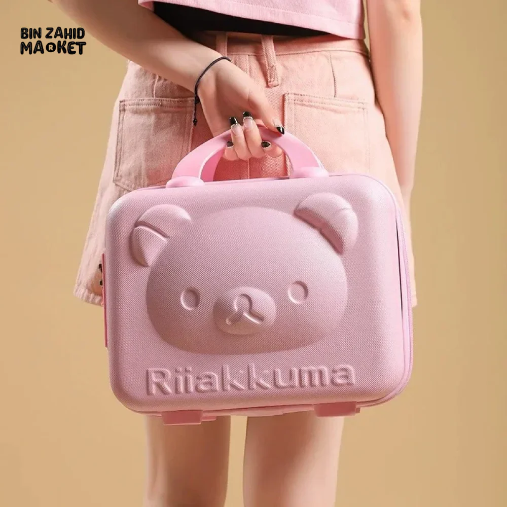 CUTE BEAR CARTOON PASSWORD BOX LARGE CAPACITY PORTABLE TRAVEL SUITCASE WOMEN'S HANGING BAG WITH HANDHELD LUGGAGE & ZIPPER CLOSURE - Image 10