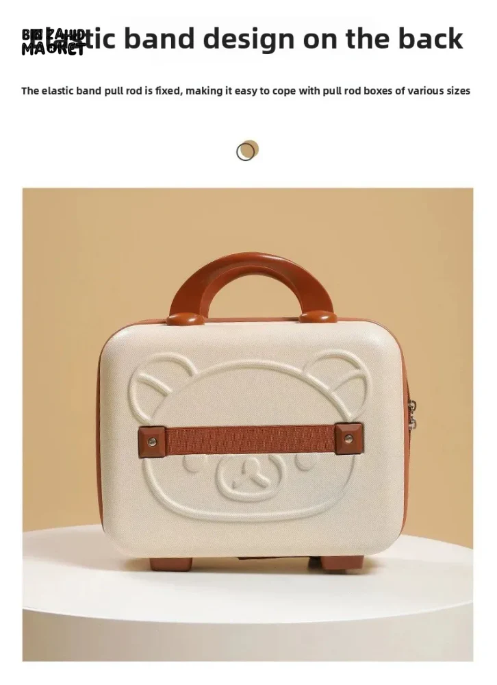 CUTE BEAR CARTOON PASSWORD BOX LARGE CAPACITY PORTABLE TRAVEL SUITCASE WOMEN'S HANGING BAG WITH HANDHELD LUGGAGE & ZIPPER CLOSURE - Image 17