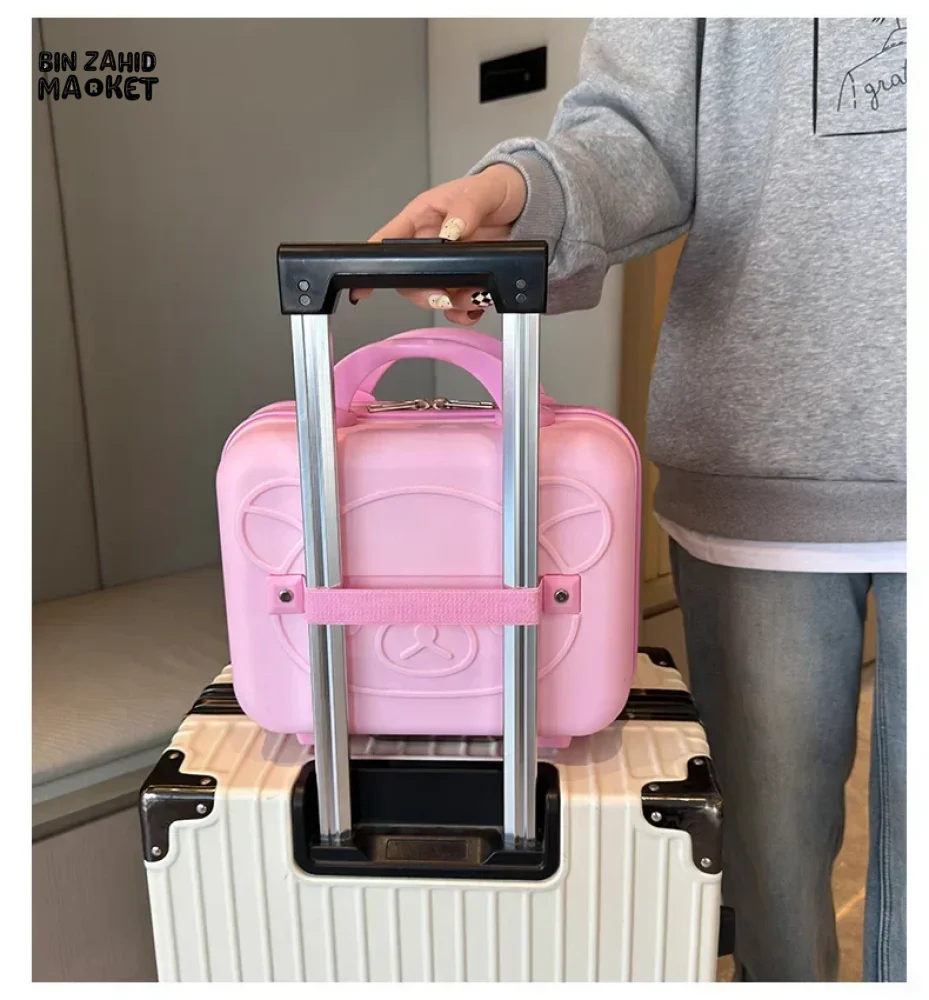 CUTE BEAR CARTOON PASSWORD BOX LARGE CAPACITY PORTABLE TRAVEL SUITCASE WOMEN'S HANGING BAG WITH HANDHELD LUGGAGE & ZIPPER CLOSURE - Image 2