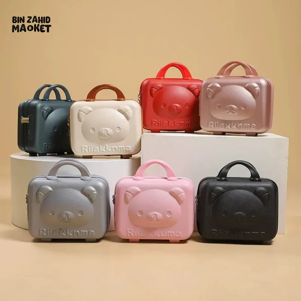 CUTE BEAR CARTOON PASSWORD BOX LARGE CAPACITY PORTABLE TRAVEL SUITCASE WOMEN'S HANGING BAG WITH HANDHELD LUGGAGE & ZIPPER CLOSURE - Image 4
