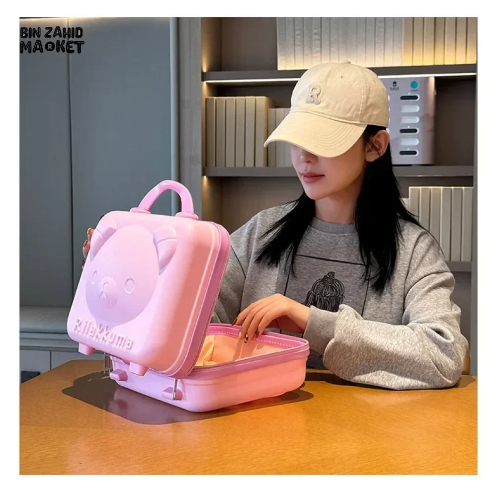 CUTE BEAR CARTOON PASSWORD BOX LARGE CAPACITY PORTABLE TRAVEL SUITCASE WOMEN'S HANGING BAG WITH HANDHELD LUGGAGE & ZIPPER CLOSURE - Image 5