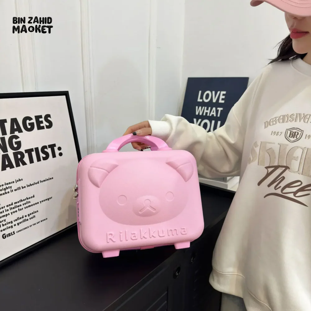 CUTE BEAR CARTOON PASSWORD BOX LARGE CAPACITY PORTABLE TRAVEL SUITCASE WOMEN'S HANGING BAG WITH HANDHELD LUGGAGE & ZIPPER CLOSURE - Image 7