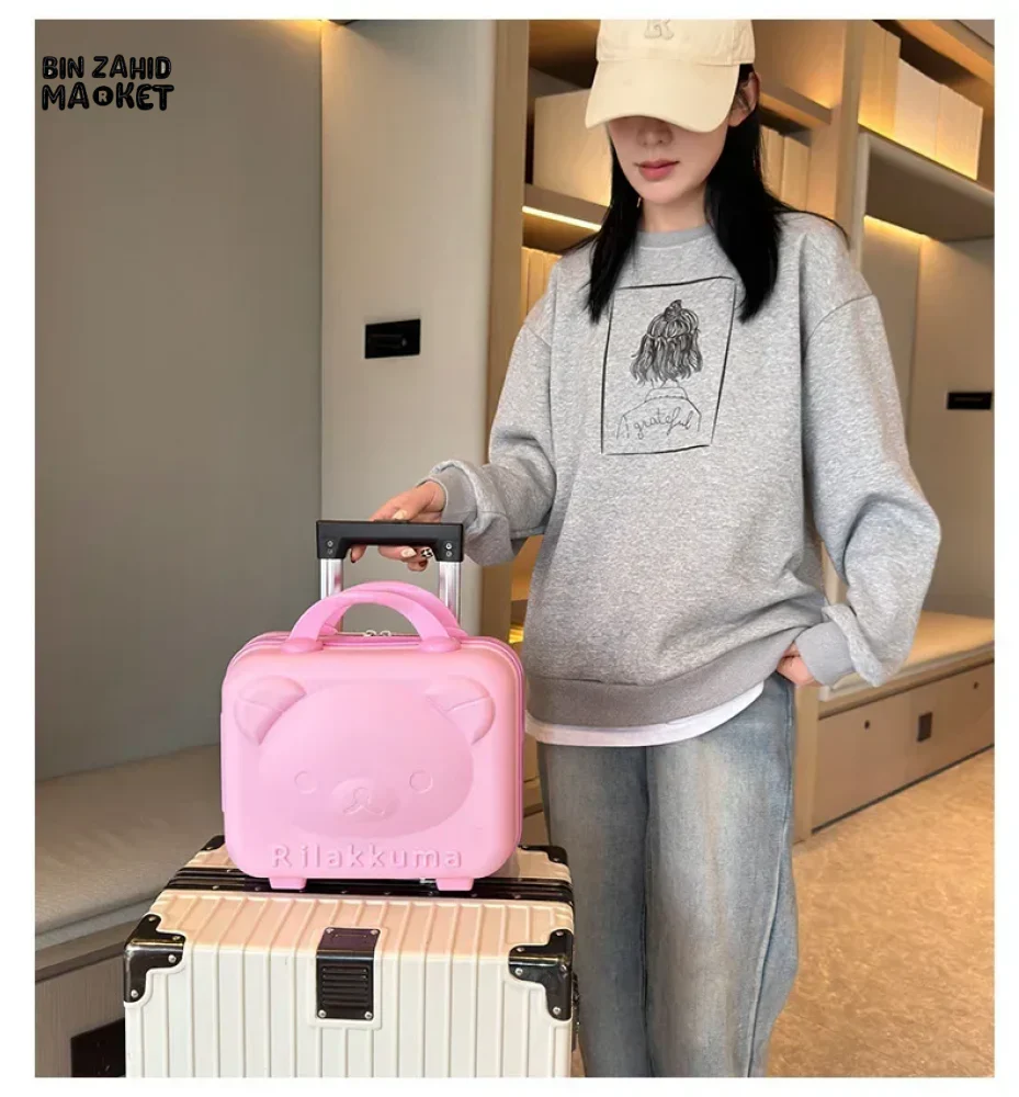 CUTE BEAR CARTOON PASSWORD BOX LARGE CAPACITY PORTABLE TRAVEL SUITCASE WOMEN'S HANGING BAG WITH HANDHELD LUGGAGE & ZIPPER CLOSURE - Image 8