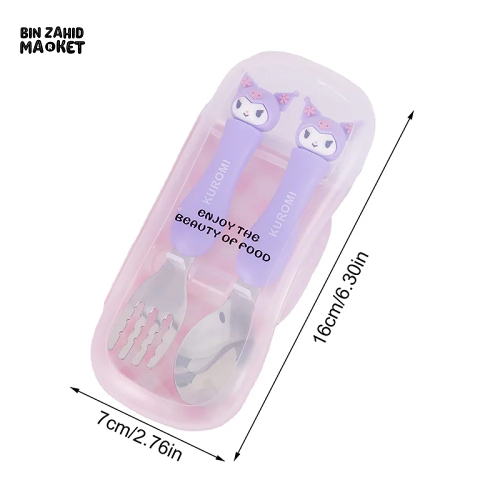 CUTE CARTOON ANIME SPOON FORK SET PORTABLE STAINLESS STEEL TABLEWARE - Image 12