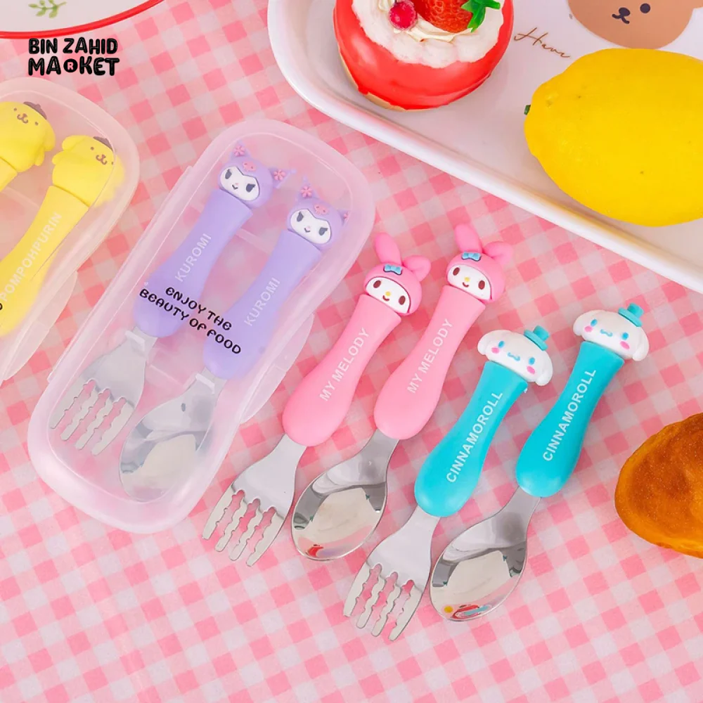 CUTE CARTOON ANIME SPOON FORK SET PORTABLE STAINLESS STEEL TABLEWARE - Image 4