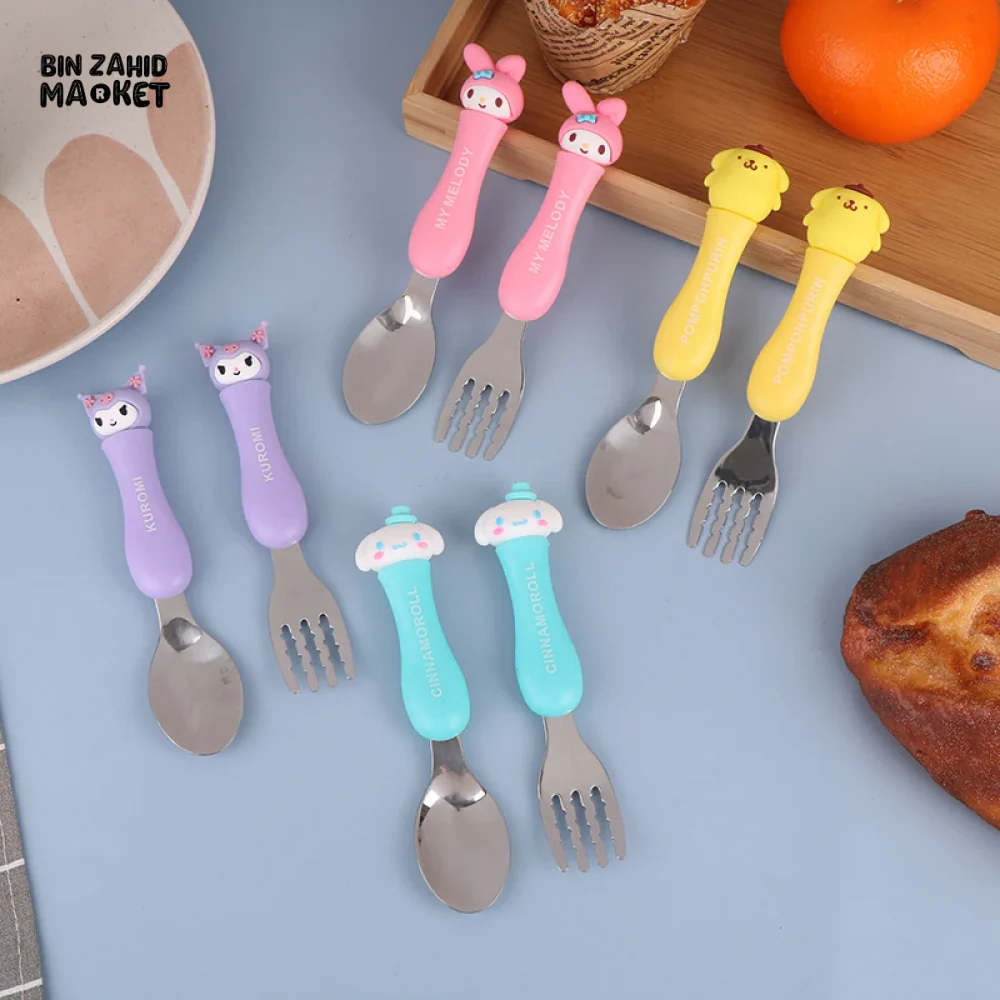 CUTE CARTOON ANIME SPOON FORK SET PORTABLE STAINLESS STEEL TABLEWARE - Image 6