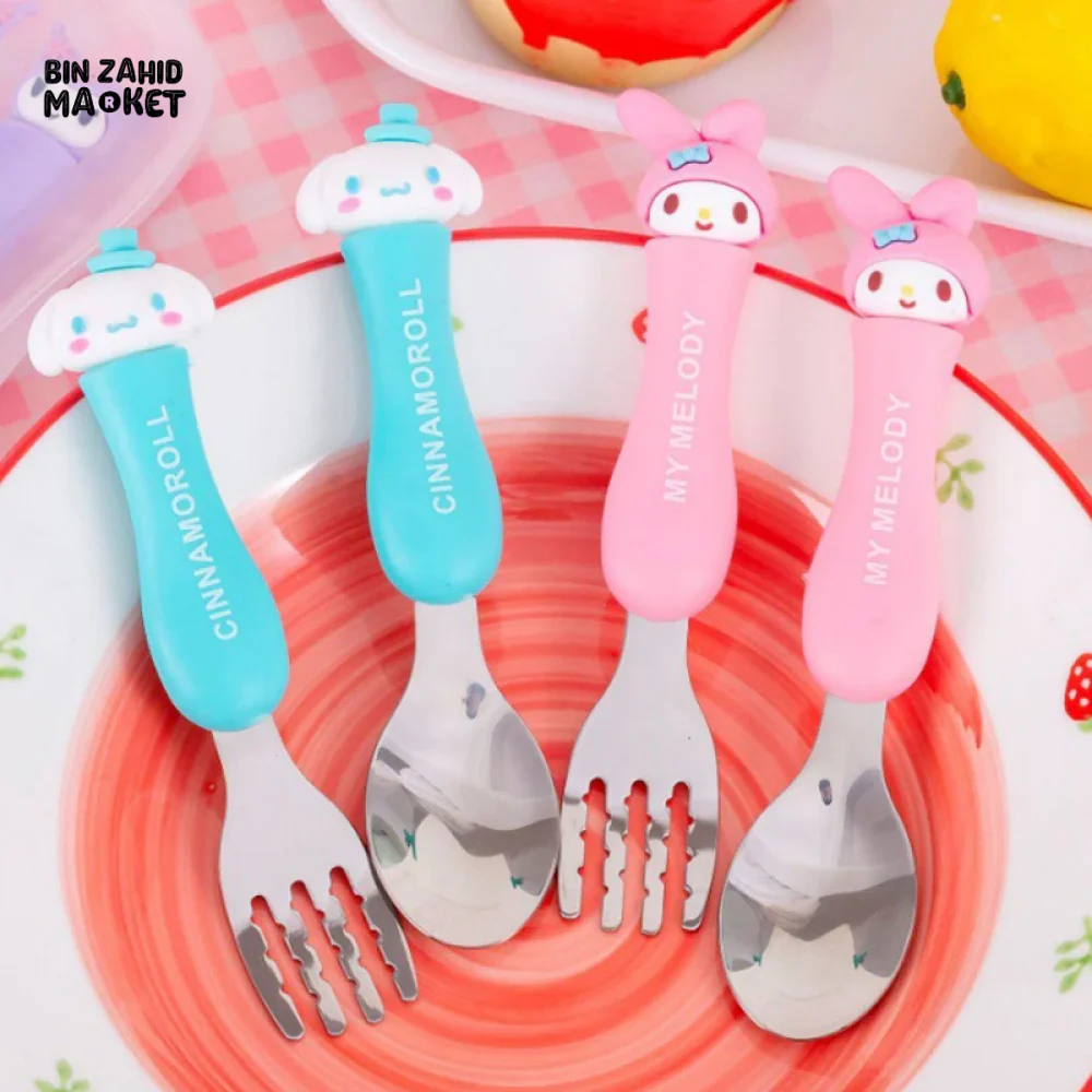 CUTE CARTOON ANIME SPOON FORK SET PORTABLE STAINLESS STEEL TABLEWARE - Image 7