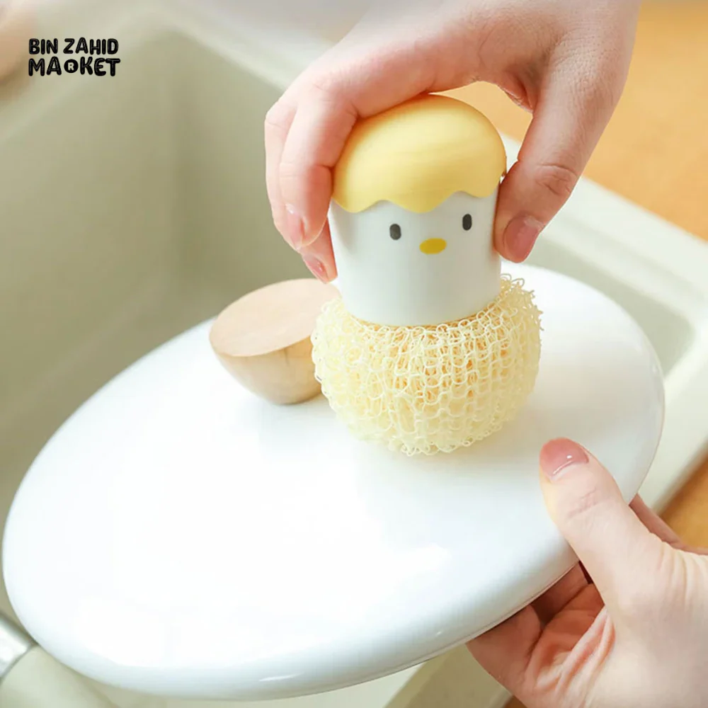 CUTE EGG KITCHEN CLEANING BRUSH | SILICONE DISHWASHING BRUSH FRUIT & VEGETABLE SCRUBBER POT & PAN SCOURING PAD - Image 2