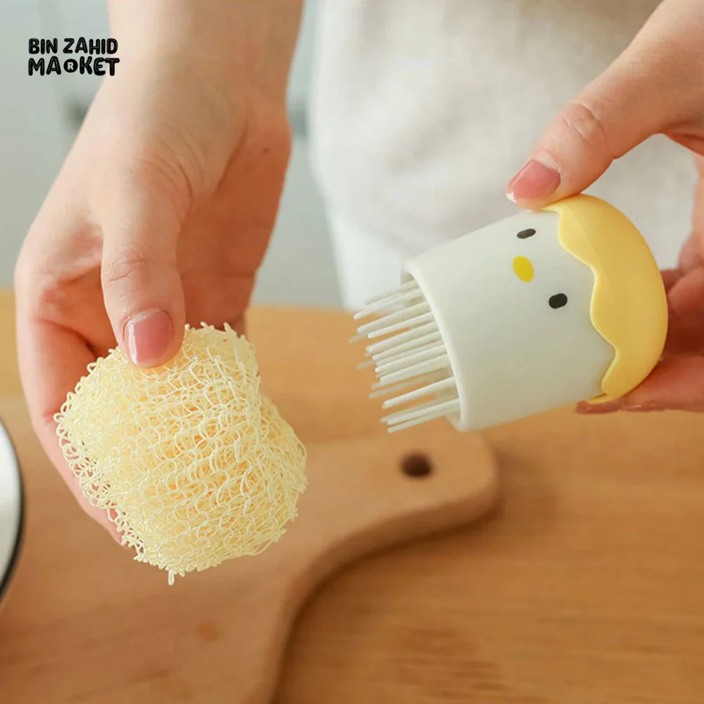 CUTE EGG KITCHEN CLEANING BRUSH | SILICONE DISHWASHING BRUSH FRUIT & VEGETABLE SCRUBBER POT & PAN SCOURING PAD - Image 3
