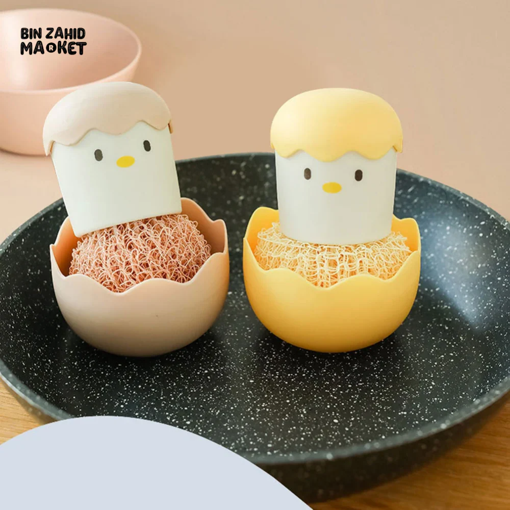 CUTE EGG KITCHEN CLEANING BRUSH | SILICONE DISHWASHING BRUSH FRUIT & VEGETABLE SCRUBBER POT & PAN SCOURING PAD - Image 6