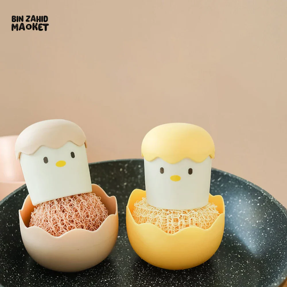 CUTE EGG KITCHEN CLEANING BRUSH | SILICONE DISHWASHING BRUSH FRUIT & VEGETABLE SCRUBBER POT & PAN SCOURING PAD - Image 8