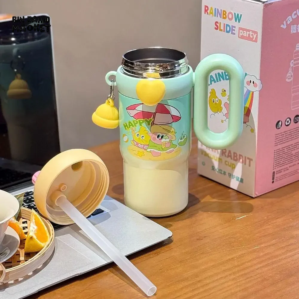 CUTE KAWAII INSULATED TUMBLER SIPPER 800ML WITH HANDLE & STRAW LEAKPROOF & STAINLESS STEEL - Image 11