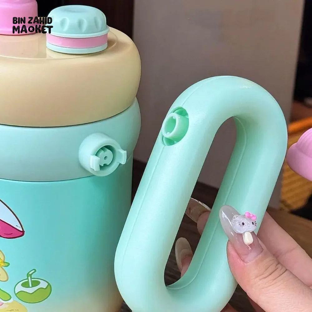 CUTE KAWAII INSULATED TUMBLER SIPPER 800ML WITH HANDLE & STRAW LEAKPROOF & STAINLESS STEEL - Image 12