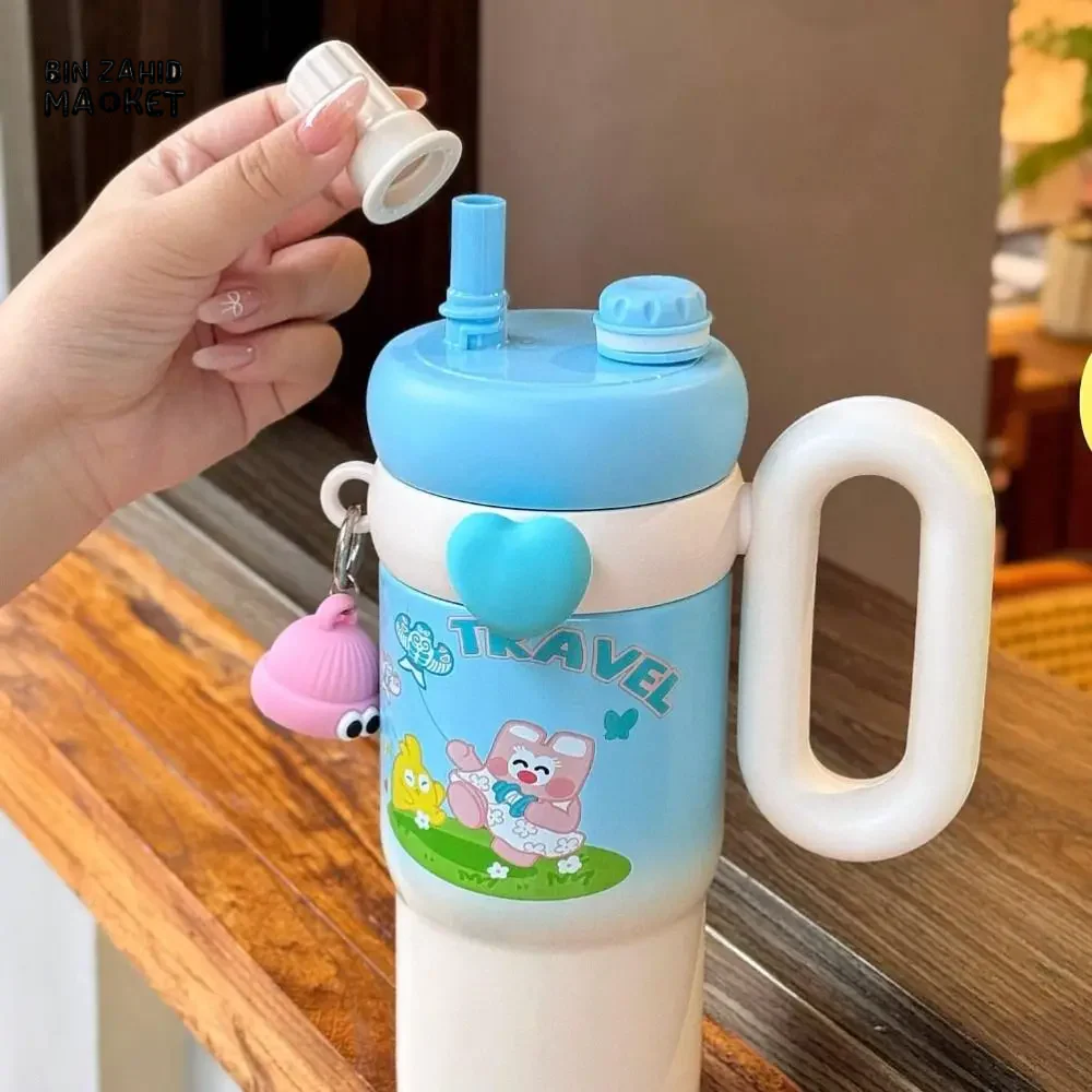 CUTE KAWAII INSULATED TUMBLER SIPPER 800ML WITH HANDLE & STRAW LEAKPROOF & STAINLESS STEEL - Image 19