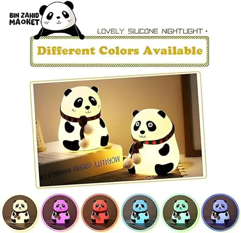 CUTE SILICONE LED NIGHT LIGHT USB RECHARGEABLE TOUCH CONTROL - MUFLER PANDA - Image 5