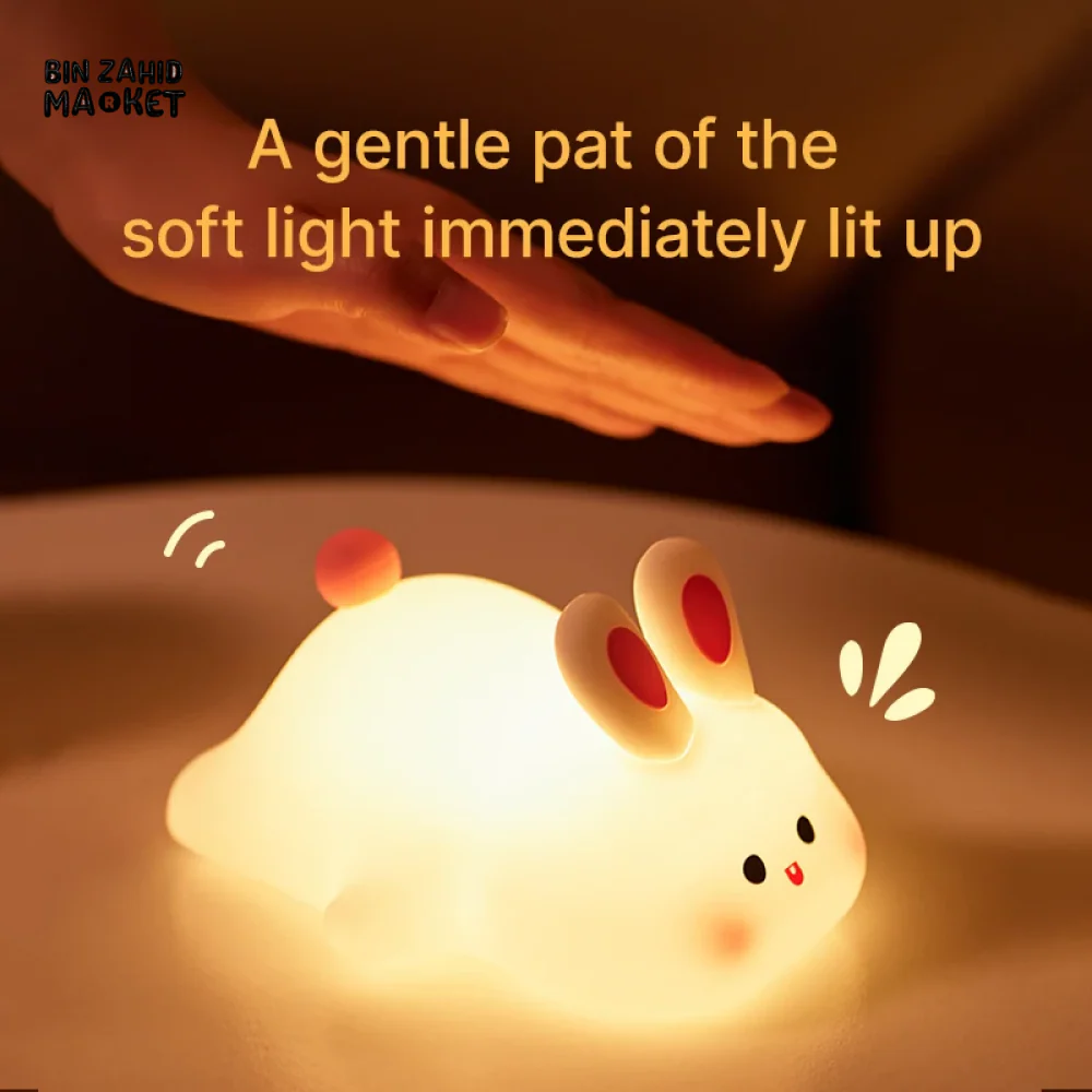 CUTE SILICONE LED NIGHT LIGHT USB RECHARGEABLE TOUCH CONTROL - RABBIT - Image 3