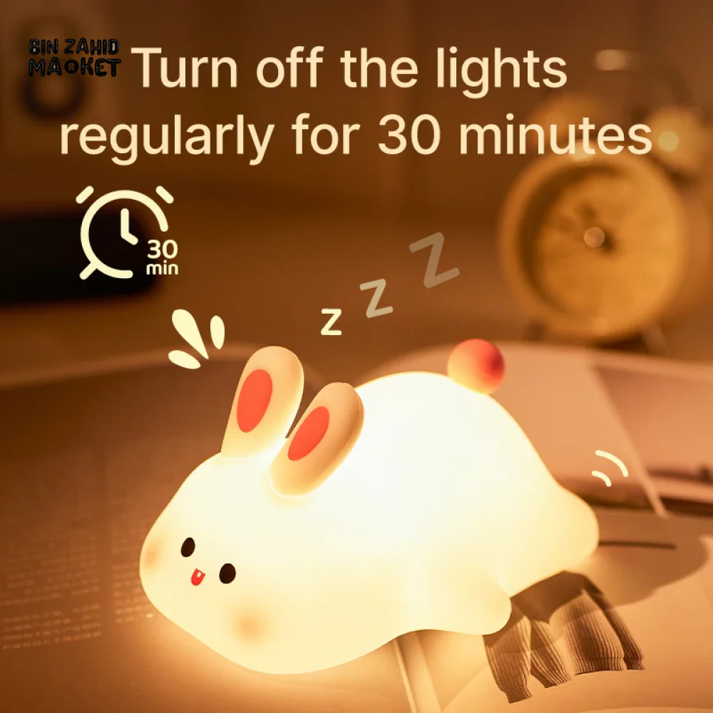 CUTE SILICONE LED NIGHT LIGHT USB RECHARGEABLE TOUCH CONTROL - RABBIT - Image 4