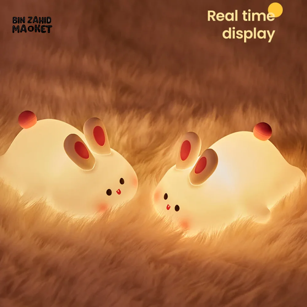 CUTE SILICONE LED NIGHT LIGHT USB RECHARGEABLE TOUCH CONTROL - RABBIT - Image 6