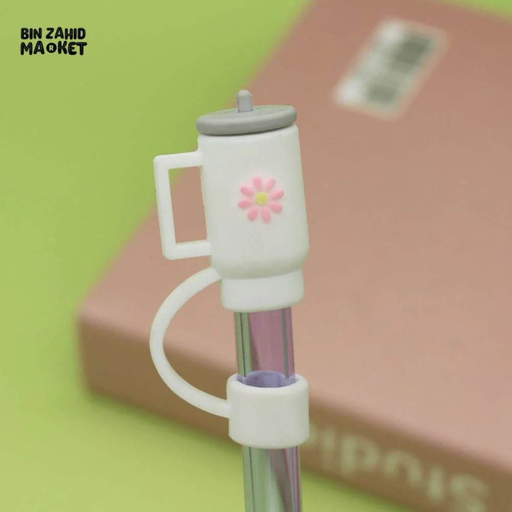 CUTE SILICONE STRAW COVERS WITH STRAWS – REUSABLE CARTOON DRINK STRAW TOPPERS AND DECORATIVE CHARMS FOR CUPS & TUMBLERS - Image 5