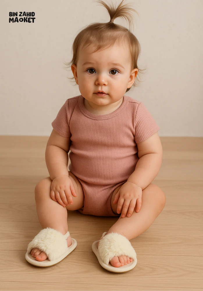 CUTE SUMMER PLUSH SLIPPERS FOR BABY GIRLS SOFT BOTTOM FLUFFY SLIP-ON INDOOR SHOES COMFY & STYLISH TODDLER FOOTWEAR - Image 3
