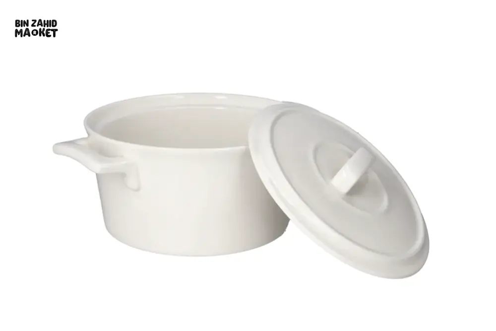 DANNY HOME 1.2L PORCELAIN CASSEROLE POT WITH LID – LUXURY WHITE SERVING & COOKING DISH FOR DINING TABLE - CPK-017 - Image 3