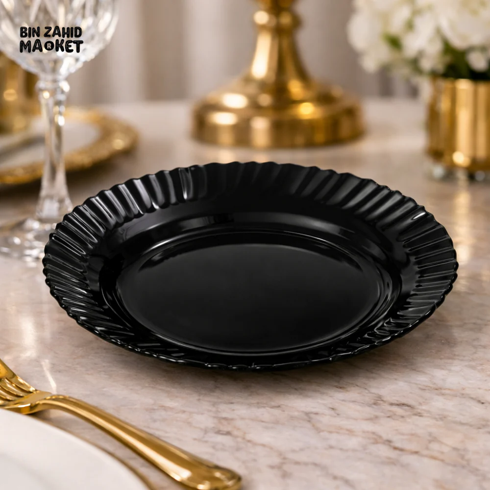 DANNY HOME 10.5 INCH BLACK OPAL GLASS DINNER PLATE – ELEGANT MODERN DINING TABLEWARE PLATE FOR LUXURY TABLE SETTING - BLXP105