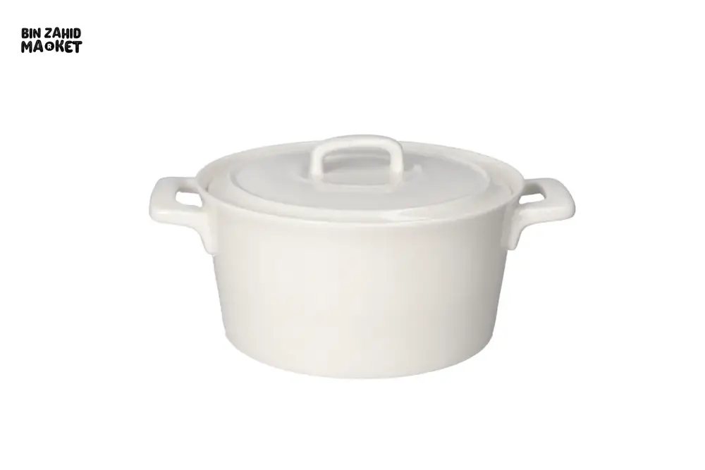 DANNY HOME 2L PORCELAIN CASSEROLE POT WITH LID – LUXURY WHITE SERVING & COOKING DISH FOR DINING TABLE - CPK-018 - Image 2