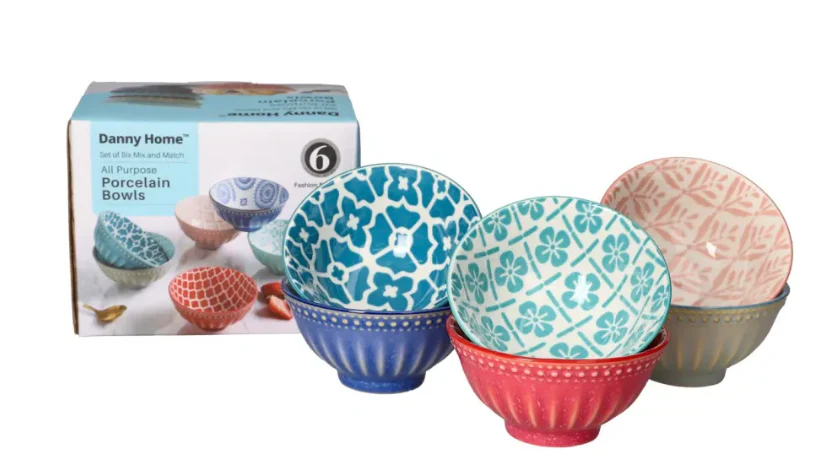 DANNY HOME 6 PIECE PORCELAIN BOWL SET 4.75 INCH -475FGW - Image 2