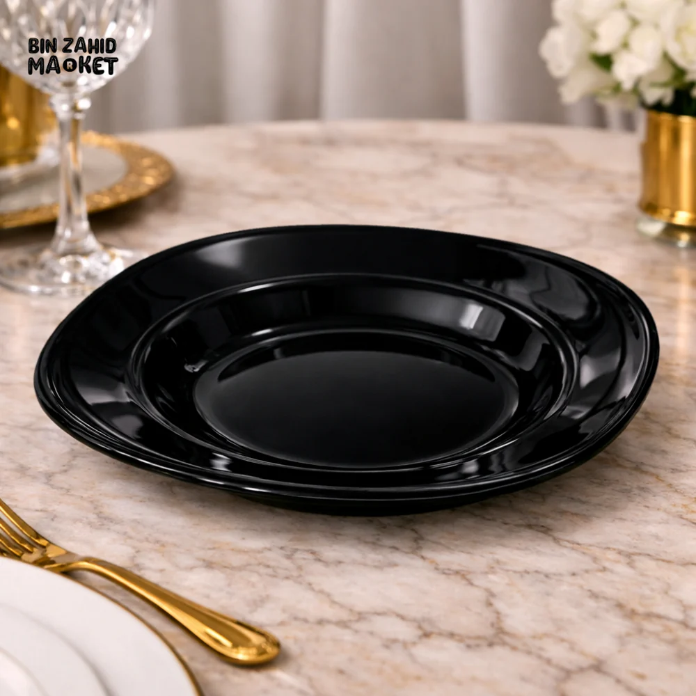 DANNY HOME BLACK OPAL GLASS SOUP PLATE 9 INCH – ELEGANT MODERN SERVING DISH FOR LUXURY DINING TABLE PRESENTATION - BLFTP90