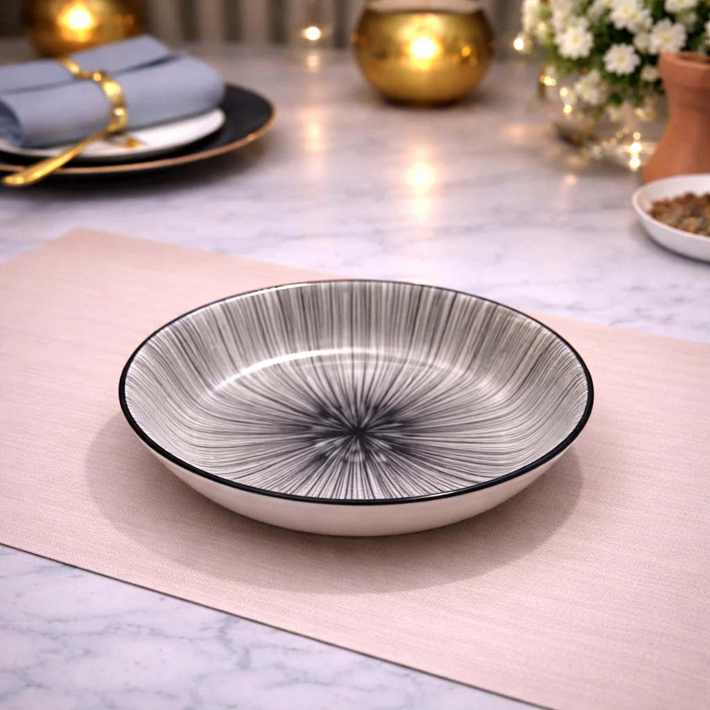 DANNY HOME BLACK RADIANT CERAMIC DEEP PLATE 20.3CM -80TP 2010
