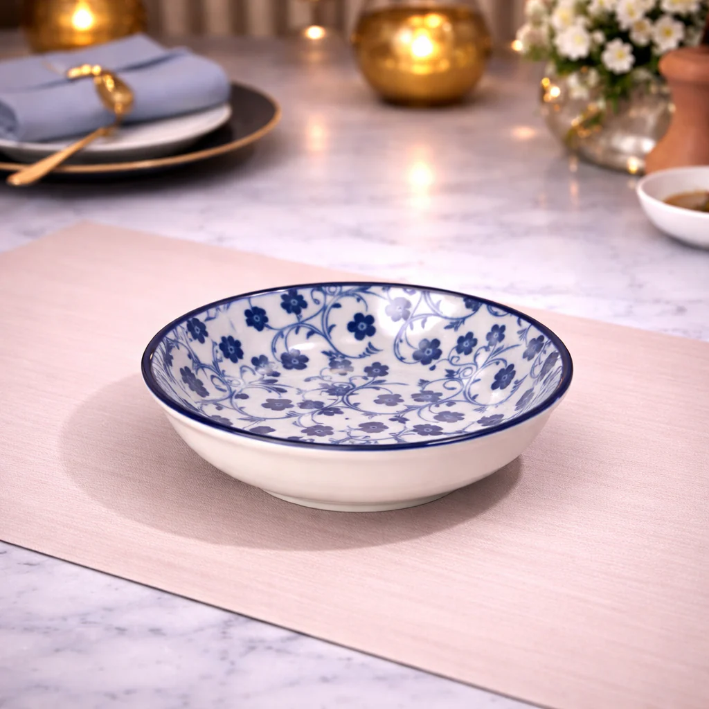 DANNY HOME BLUE FLORAL CERAMIC DEEP PLATE 25CM -105TP 2011