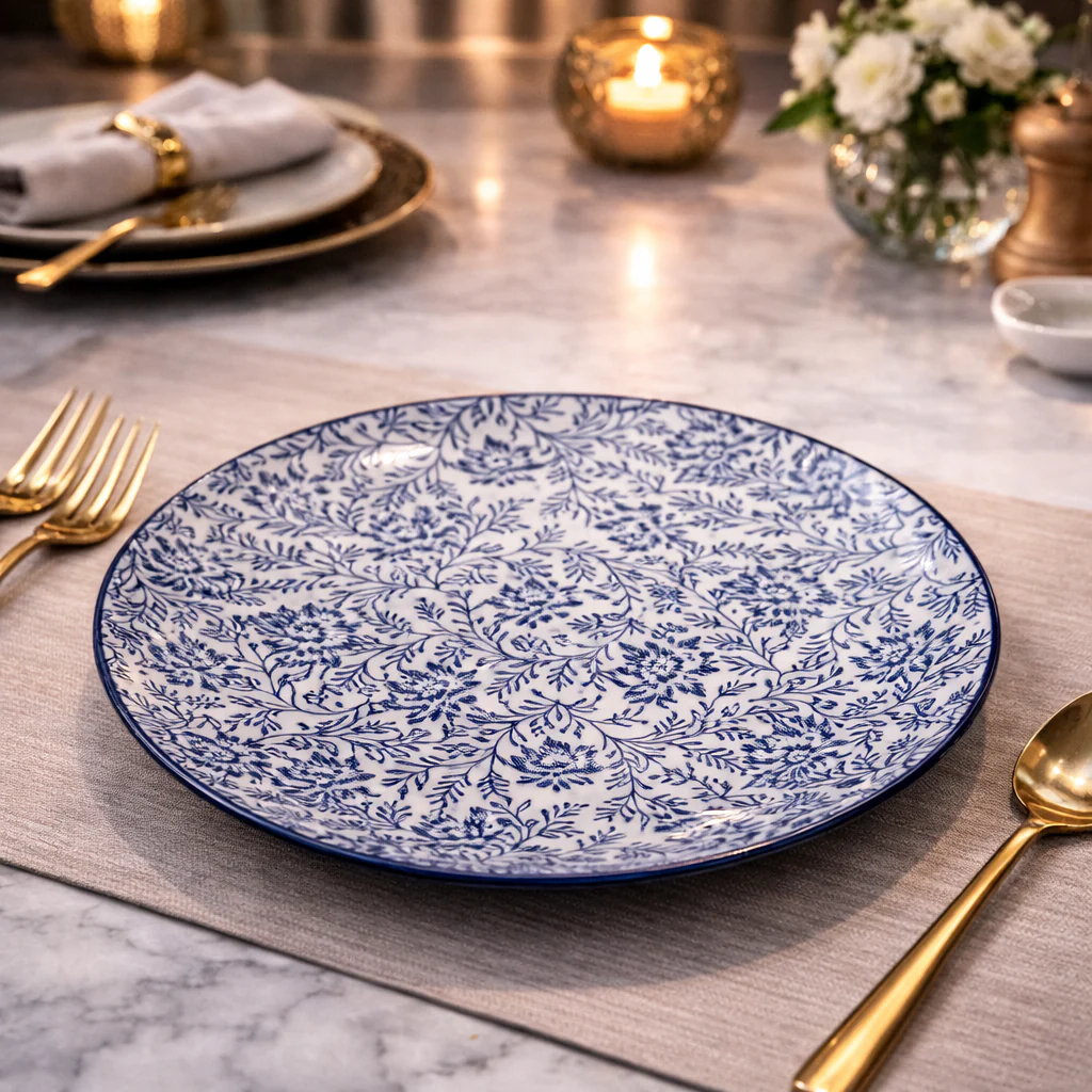 DANNY HOME BLUE FLORAL CERAMIC DINNER PLATE 22CM -85P 2055