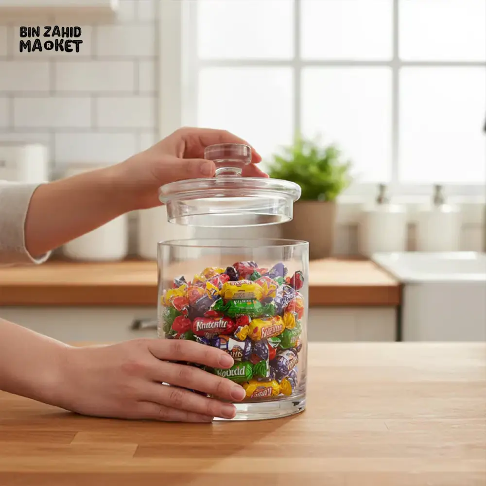 DANNY HOME CLEAR GLASS CANDY STORAGE JAR WITH LID 1.5 LITRE -CB-199 - Image 2